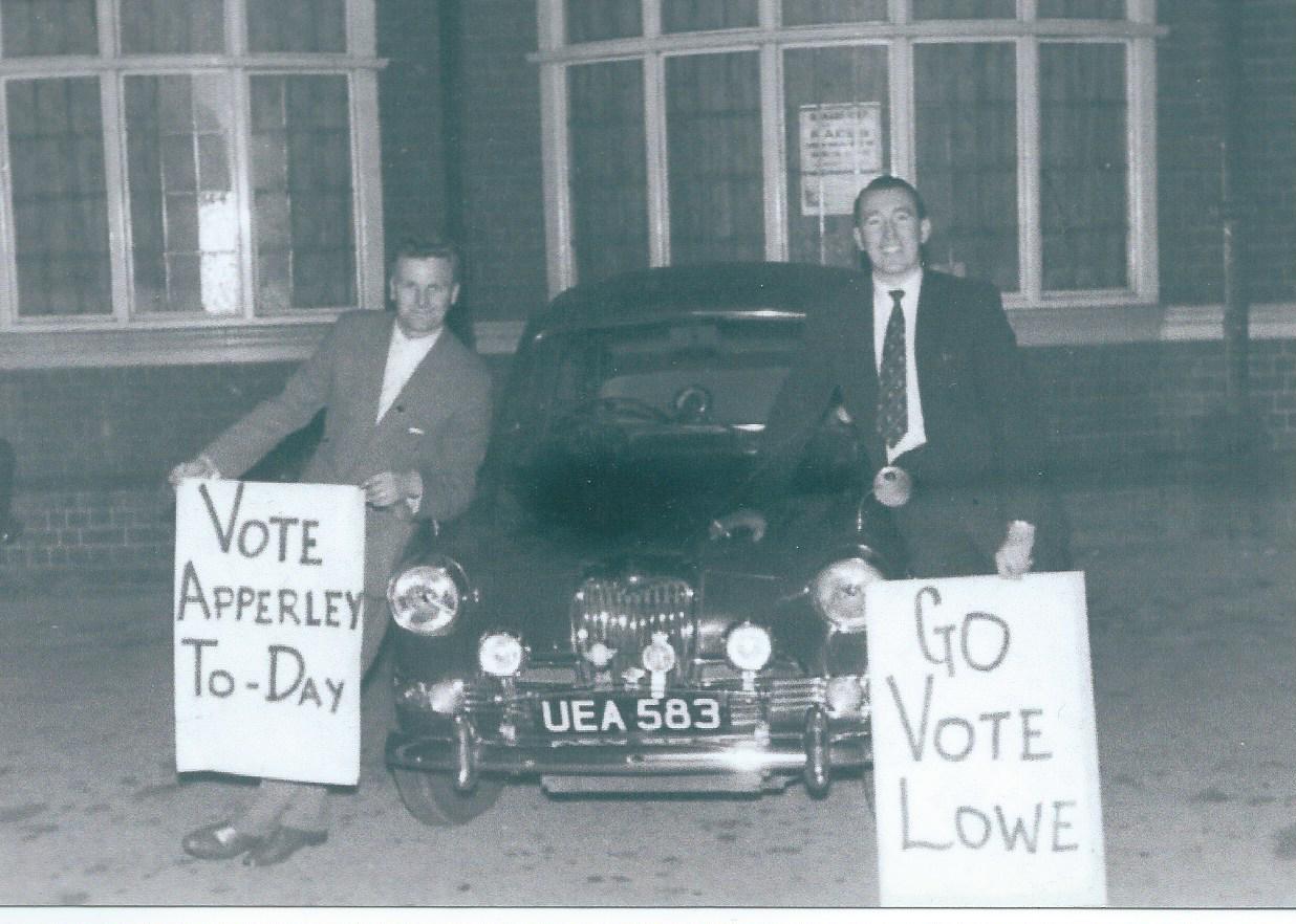 Two redundant Parish Councillors from the 1960’s out canvassing, no www. then…. Submitted by John Lowe
