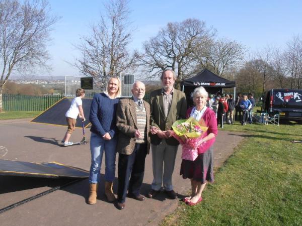 Parish Chairman Ivan Hodgetts,County Councillor Ed Moore along with former Clerk Pat Taylor and current Clerk Ruth Mullett